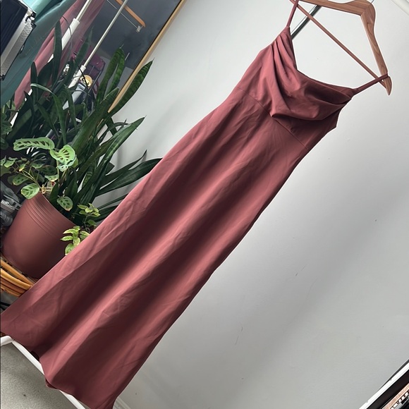 Revelry SKYE Chiffon Dress Rose Sleeveless Cowl Neck Maxi Dress 0 - Picture 3 of 8